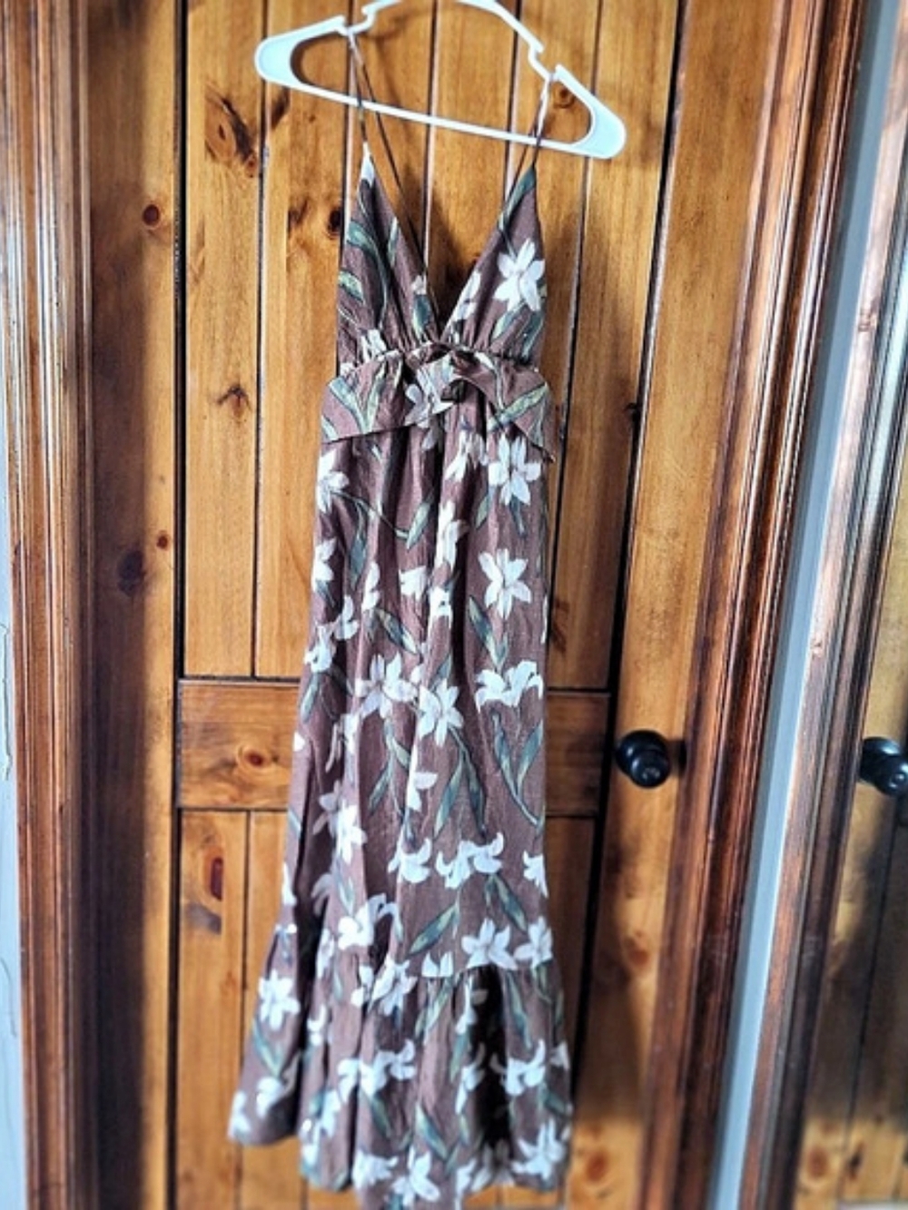 A New Day Floral Maxi Dress in Brown & Green Size Medium NWT